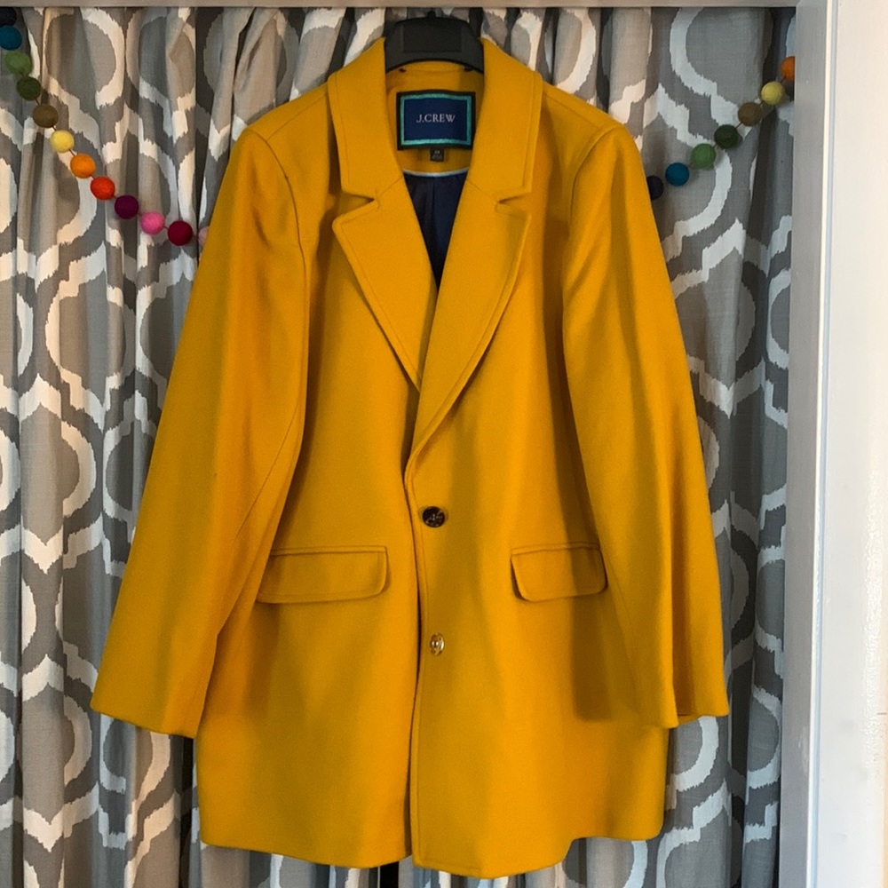 J Crew wool coat. Mustard yellow